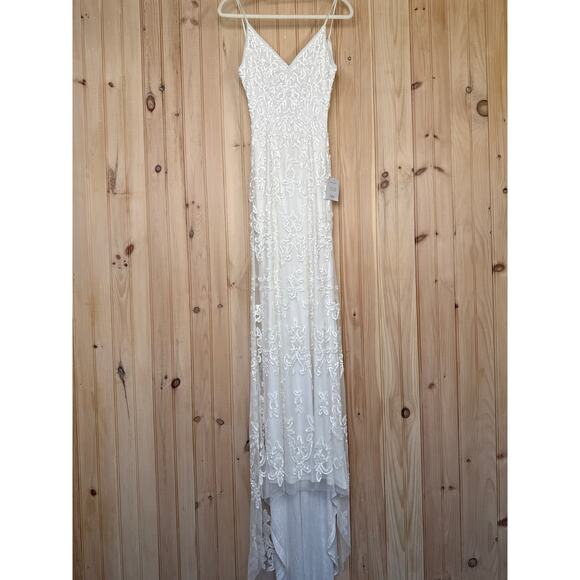 NWT Lulus Everlasting Passion White Sequin Beaded Backless Maxi Dress Bride XXS - Picture 2 of 12